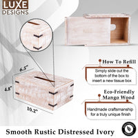 Rustic White Mango Wood Rectangular Tissue Holder