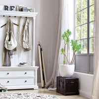 Classic White Hall Tree Coat Rack with Drawers