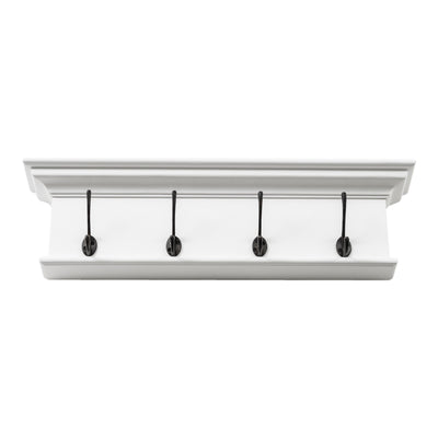 Classic White Four Hook Hanging Coat Rack