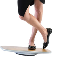 Bamboo and Silver Active Standing Desk Balance Board