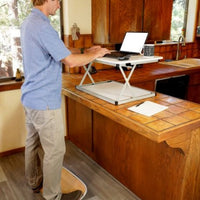 Bamboo and Silver Active Standing Desk Balance Board