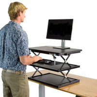 Black Adjustable Tall Standing Desk Converter and Riser