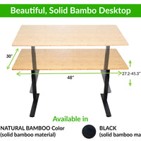 Black Bamboo Dual Motor Electric Office Adjustable Computer Desk