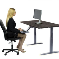 Gray Bamboo Dual Motor Electric Office Adjustable Computer Desk