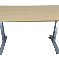 Gray and Natural Bamboo Dual Motor Electric Office Adjustable Computer Desk