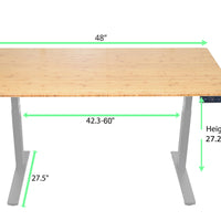 Gray and Natural Bamboo Dual Motor Electric Office Adjustable Computer Desk