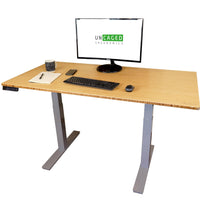 Gray and Natural Bamboo Dual Motor Electric Office Adjustable Computer Desk