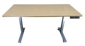 Gray and Natural Bamboo Dual Motor Electric Office Adjustable Computer Desk