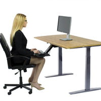 Gray and Natural Bamboo Dual Motor Electric Office Adjustable Computer Desk