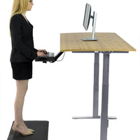 Gray and Natural Bamboo Dual Motor Electric Office Adjustable Computer Desk