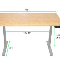 Gray and Natural Bamboo 52" Dual Motor Electric Office Adjustable Computer Desk