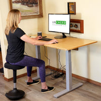 Gray and Natural Bamboo 52" Dual Motor Electric Office Adjustable Computer Desk