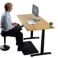 Black and Natural Bamboo 45" Dual Motor Electric Office Adjustable Computer Desk