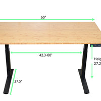 Black and Natural Bamboo 45" Dual Motor Electric Office Adjustable Computer Desk