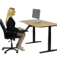 Black and Natural Bamboo 52" Dual Motor Electric Office Adjustable Computer Desk
