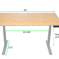 Gray and Natural Bamboo 52" Dual Motor Electric Office Adjustable Computer Desk