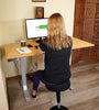 Gray and Natural Bamboo 52" Dual Motor Electric Office Adjustable Computer Desk