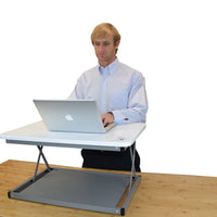 Small Silver Adjustable Standing Desk Converter