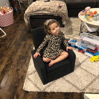 Kids Black Comfy Upholstered Recliner Chair with Storage