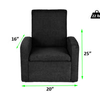 Kids Black Comfy Upholstered Recliner Chair with Storage