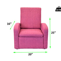 Kids Pink Comfy Upholstered Recliner Chair with Storage