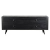 Rustic Black Natural and Rattan Media Cabinet with Four Doors