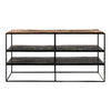 44" Modern Rustic Wood and Black Metal Open TV Stand