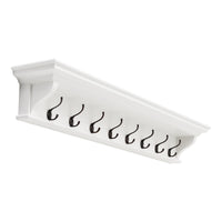 Classic White Wood Wide Eight Hook Coat Rack