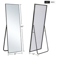 64in. x 21in. Modern Aluminum Alloy Thin Black Framed Full Length Floor Mirror