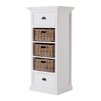 Classic White Storage Cabinet with Basket Set