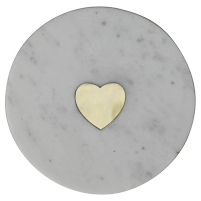 Heart Inlay Marble Serving Tray