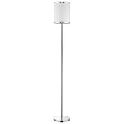 Lux II 1-Light Polished Chrome Floor Lamp With Metal Trimmed Off-White Shantung Shade