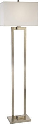 Riley 1-Light Brushed Nickel Floor Lamp With Off-White Shantung Shade