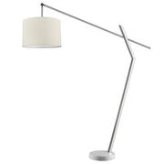 Chelsea 2-Light Polished Chrome Arc Floor Lamp With Latte Linen Shade