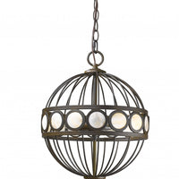 Aria 3-Light Oil-Rubbed Bronze Globe Pendant With Mother Of Pearl Accents