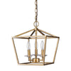Kennedy 3-Light Antique Gold Pendant With Crystal Bobeches