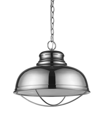 Ansen 1-Light Polished Nickel Pendant With Gloss White Interior Shade