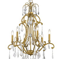Claire 6-Light Antique Gold Chandelier With Crystal Accents