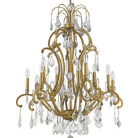 Claire 12-Light Antique Gold Chandelier With Crystal Accents