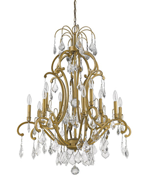 Claire 12-Light Antique Gold Chandelier With Crystal Accents