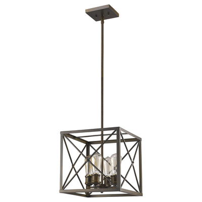 Brooklyn 4-Light Oil-Rubbed Bronze Pendant With Metal Framework Shade