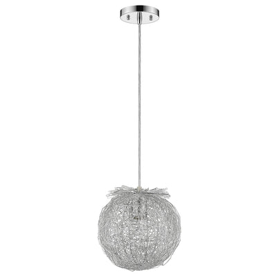 Distratto 1-Light Polished Chrome Pendant Enmeshed Aluminum Wire Shade (12