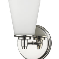 Conti 1-Light Polished Nickel Sconce With Etched Glass Shade