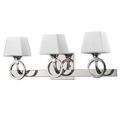 Josephine 3-Light Polished Nickel Vanity Light With Etched Glass Shades