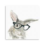 30" x 30" Watercolor Cutie Rabbit in Glasses Canvas Wall Art