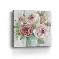 30" x 30" Watercolor Soft Pastel Peonies Bouquet Canvas Wall Art