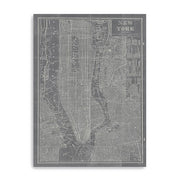 36" x 24" Gray and White Aerial New York Map Canvas Wall Art
