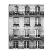 30" x 24" Balcony View Black and White Photo Real Canvas Wall Art