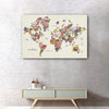 24" x 16" Fun Floral Map of the World Canvas Wall Art