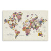 48" x 32" Fun Floral Map of the World Canvas Wall Art